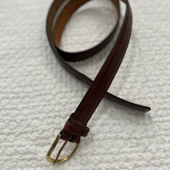 John Henry Full Grain-Oil Tan Leather Belt Men’s 38 Brown Brass Buckle Casual - Picture 7 of 8